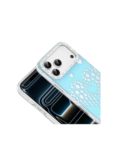 Maks Technology Apple Uyumlu iPhone 18 Pro Max Kılıf Damla Taşlı Mkst Rivas Sert Pc Kapak - Mavi