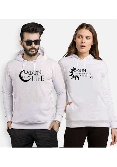 Tshirthane Moon Sun Stars Sevgili Kombinleri Kapüşonlu Kombini