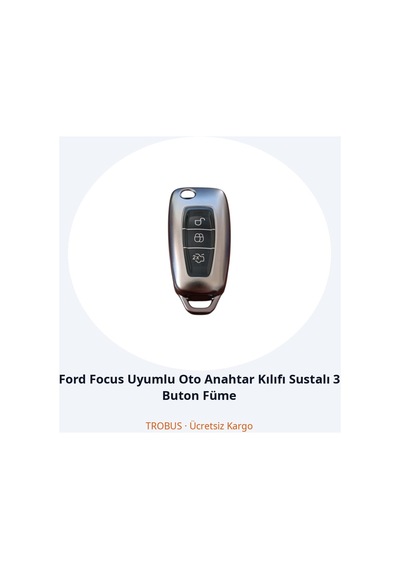 Trobus Ford Focus Uyumlu Oto Anahtar Kılıfı Katlanır 3 Buton Füme