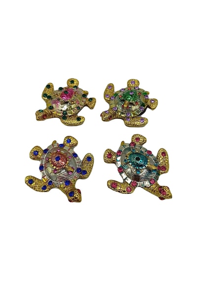 Kaplumbağa Magnet Dört Renk Kristal Taşlı Dörtlü Set