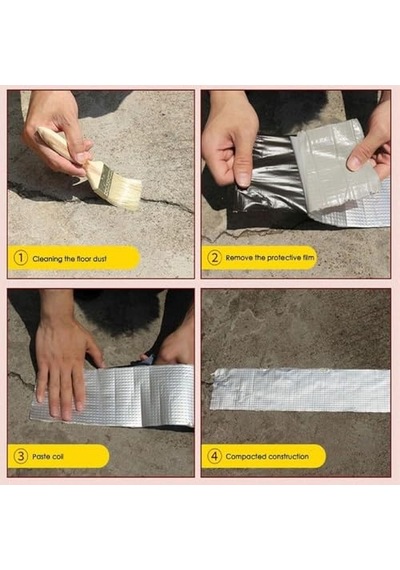 Çatı İzolasyon Bandı 2 Metre Su Sızdırmazlık Geçirmezlik Yalıtım Çamur Tamir Çatlak Boru Bant 96 Mm