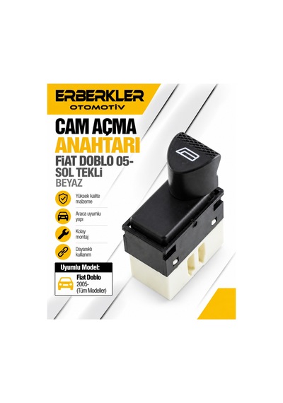 Cam Açma Anahtarı Fiat Doblo 05 -sol Tekli Beyaz - Erb2225