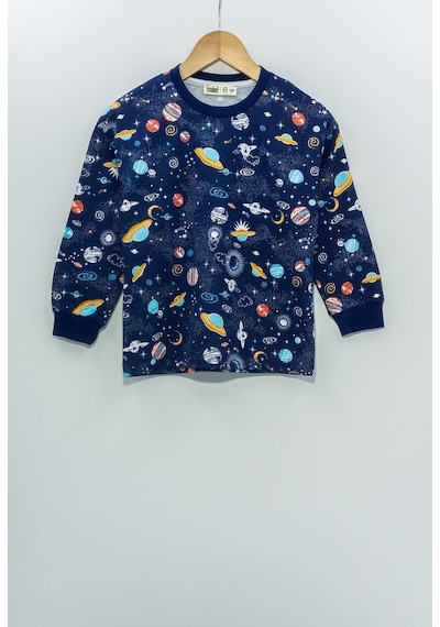 Bunny Hopp Uzay Temalı Erkek Çocuk Pijama Takımı %100 Pamuk Mevsimlik Bisiklet Yaka Manşetli Mavi - Lacivert Bunny Hopp Uzay Temalı Erkek Çocuk Pijama Takımı %100 Pamuk Mevsimlik Bisiklet Yaka Manşetli Mavi - Lacivert