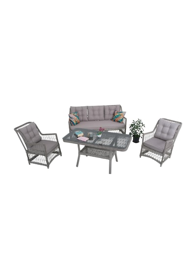 Lavida Bahçe Oturma Takımı Rattan Bahçe Balkon Takımı 3+1+1 Ve Sehpa