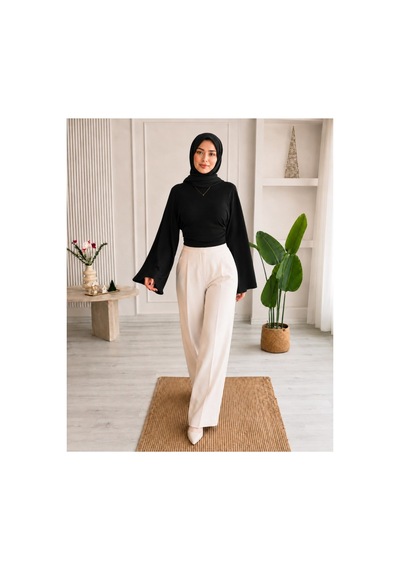 Unika Boutique Kadın Geniş Kol Belden Oturtmalı Bluz Siyah
