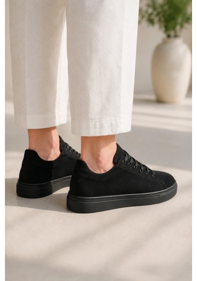 Mevese Austin Bağcıklı Cilt Erkek Günlük Sneaker Ayakkabı - Siyah Süet