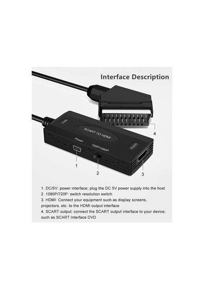 Lexroo Ga95 Scart To Hdmi 1080p Hd Av Video Çevirici Dönüştürücü Adaptör