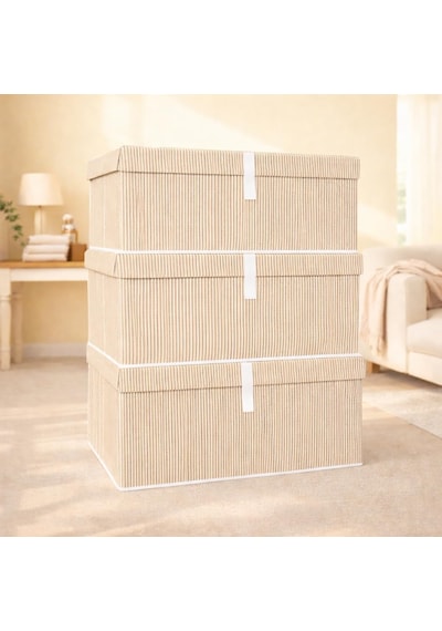 Pazar Kapısı Çok Amaçlı Düzenleyici Kapaklı Sandık Tipi Kutu Hurç Organizer 3 Lü Set Kahverengi, Mega 60 X 40 Diğer