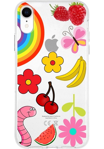 Apple Uyumlu iPhone Xr İle 1mm Slim Fit Water Color 5 Baskılı Şeffaf Kılıf