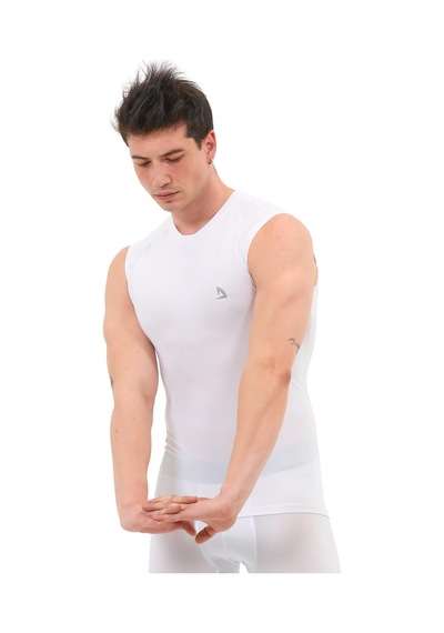 Hnc Sport Kolsuz Compression Spor Body Gym Fitness Biker T-shirt Beyaz