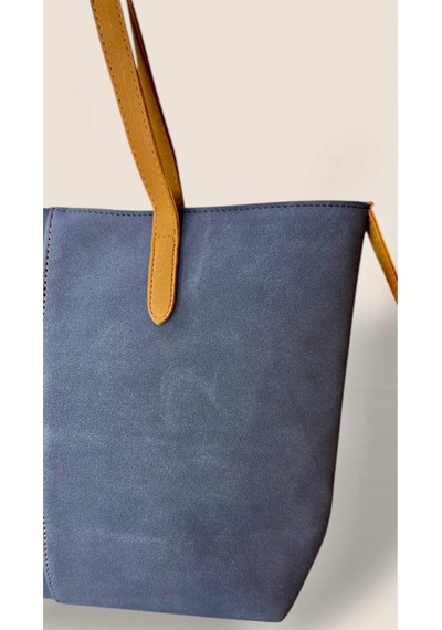 Lovelystore Kadın Süet Geniş Hacimli Fermuarlı Günlük Tote Model Büyük Boy 40x28 Lacivert