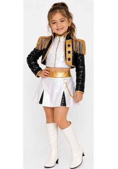 Buse&Eylül Bebe Rumi K-pop Siyah Beyaz Altın Kız Çocuk Sahne Kostümü Doğum Günü Parti Elbisesi Buse&Eylül Bebe Rumi K-pop Siyah Beyaz Altın Kız Çocuk Sahne Kostümü Doğum Günü Parti Elbisesi