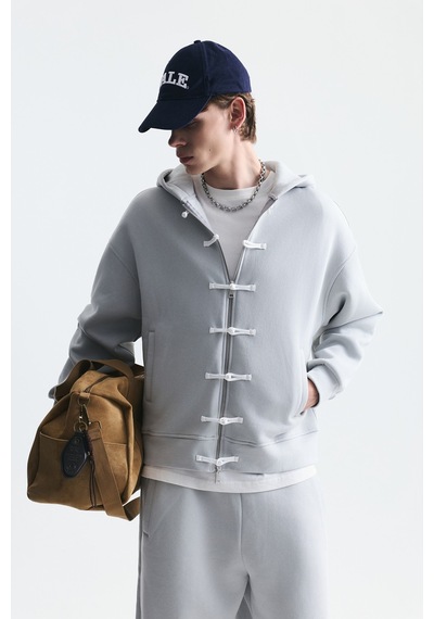 Süslü Düğme Sweatshirt Ve Barrel Fit Eşofman Takım Taş Rengi