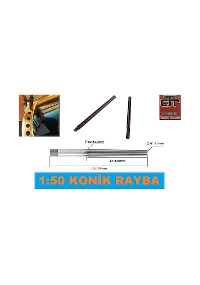 Konik Ahşap Delme Rayba 1:50 Oran Çap 10mm-12.3mm