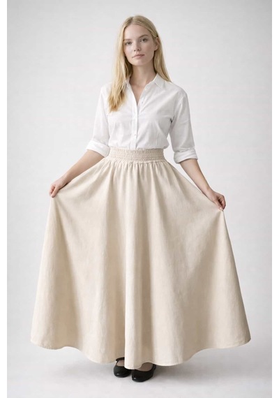 L'aura Corset Tam Kloş Maxi Etek Bej