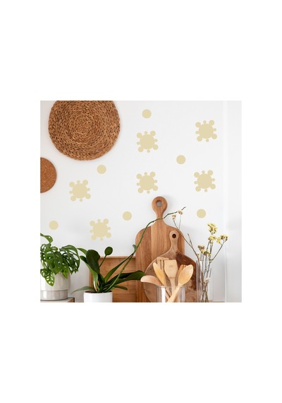 1,5-18cm Arasında Çeşitli Ebatlarda Yuvarlak Puantiye Duvar Sticker Seti - 268 Adet Bej