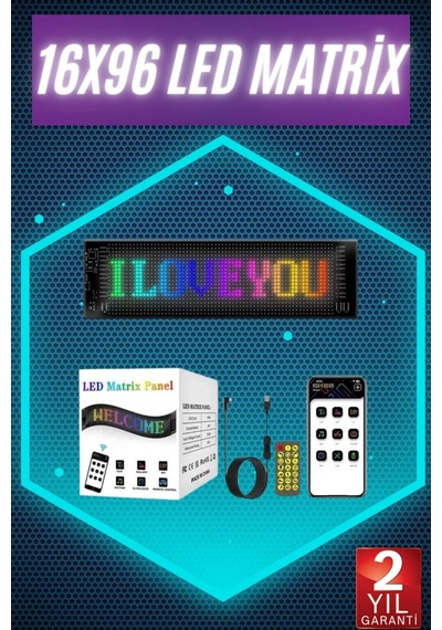 Digital Araba Yazısı Ekran Matrix En Büyük Boy 16x96 Matrix Led Panel Çok Renkli