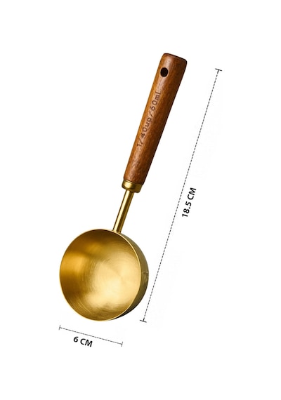 60 Ml Ahşap Saplı Gold Kahve Ölçü Kaşığı Paslanmaz Çelik Kahve Çay Mama Ölçme Kaşığı Altın