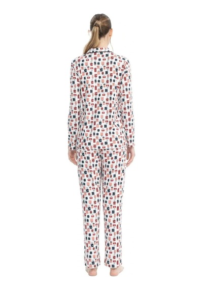 U.s. Polo Assn. 17111 Yılbaşı Hediye Paketi Desenli Uzun Kollu Boydan Düğmeli Gömlek Pijama Takım Ekru U.s. Polo Assn. 17111 Yılbaşı Hediye Paketi Desenli Uzun Kollu Boydan Düğmeli Gömlek Pijama Takım Ekru