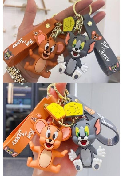 Tom Ve Jerry 3d Karakter İkili Silikon Anahtarlık