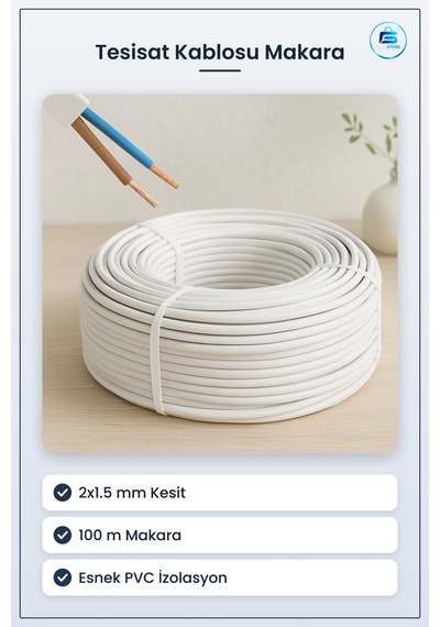 Elektrik Tesisat Kablosu 2x1.5 Mm Ttr Cca Bakır Kaplı Alüminyum 1