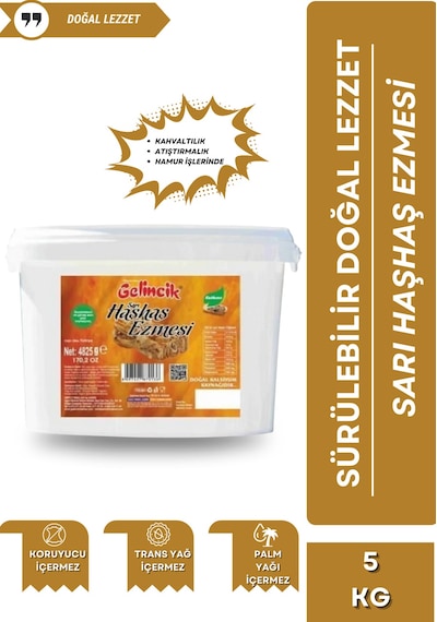 Hamur Işlerinde Kahvaltılık Doğal Katkısız 5kg Özel Üretim Sarı Haşhaş Ezmesi