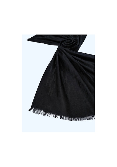 Mim Eşarp Işıl İpek - H Desen Kaşmir İpek Şal 75x190 Cm Siyah