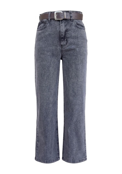 Bluemarlin Kar Siyah Likralı Kemerli Tam Kalıp Denim Pantolon Kar Siyah
