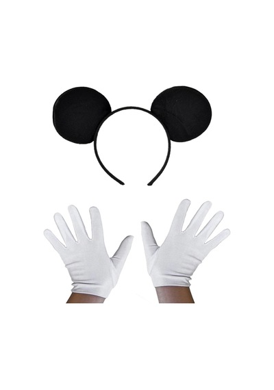 Siyah Mickey Mouse Tacı Ve Beyaz Eldiven Seti Bx40