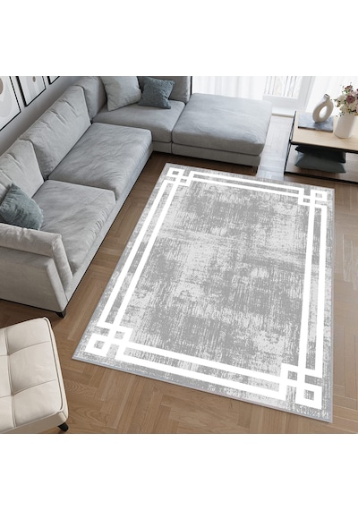 Rovigo Home Dijital Baskı Yıkanabilir Kaymaz Taban Salon Halısı Rvg0495 Gri