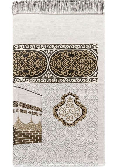 Kabe Desenli Şönil Seccade Beyaz