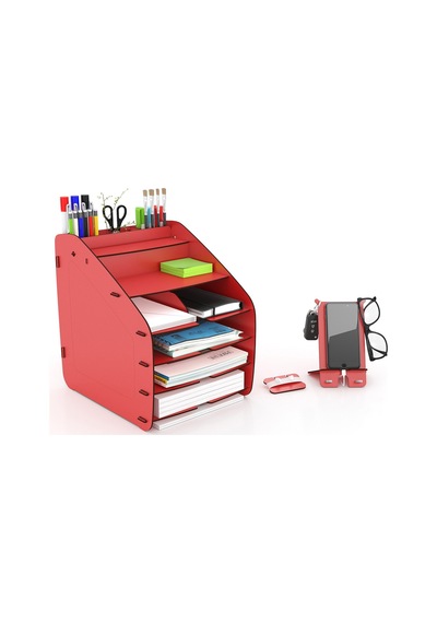 Design Otto Fx Large Modest 6 Renk A4 Evrak Rafı Masaüstü Organizer Kırmızı - 74202719 Kırmızı