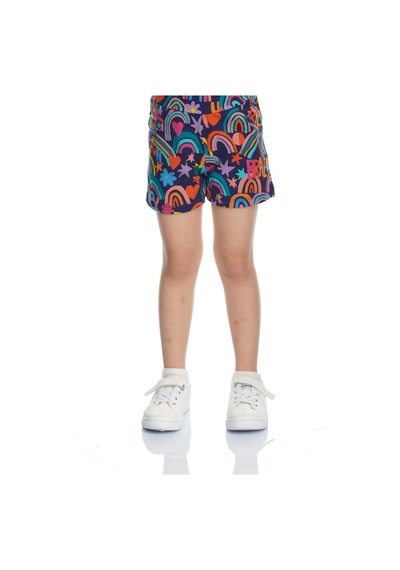 Lovetti Kız Çocuk Brave & Happy Desen Cepli Şort 1206 Çok Renkli