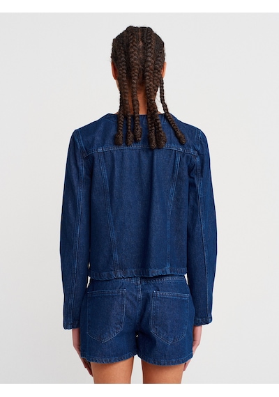 Dilvin 65365 Dört Cepli Kısa Denim Mont-lacivert Lacivert