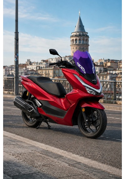 Honda Pcx Uyumlu Çift Katlı Spor Tur Camı Şeffaf 2025-2026 Mor