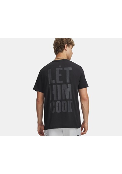 Under Armour Curry Let Him Cook Tee Erkek Basketbol Tişört 6009784-001 Siyah Siyah