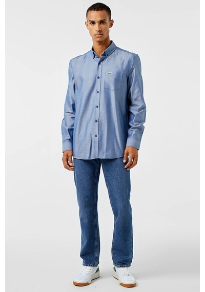 Lacoste Men's Slim Fit Blue Shirt Slim Fit Pamuklu Erkek Gömlek Mavi