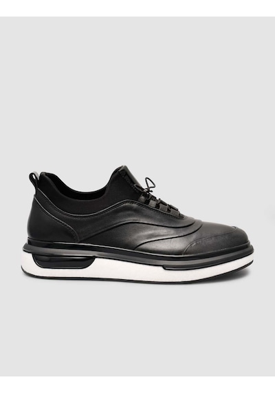Hakiki Deri Siyah Erkek Günlük Sneaker Siyah