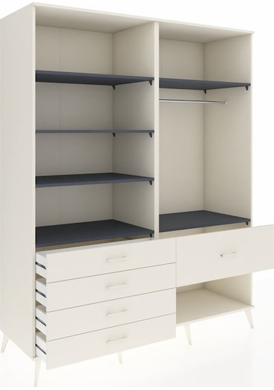 Kronos Gardrop 6 Raflı 5 Çekmeceli Tek Askılı 176x59x221 Aytaşı-antrasit/aytaşı Beyaz Kronos Gardrop 6 Raflı 5 Çekmeceli Tek Askılı 176x59x221 Aytaşı-antrasit/aytaşı Beyaz