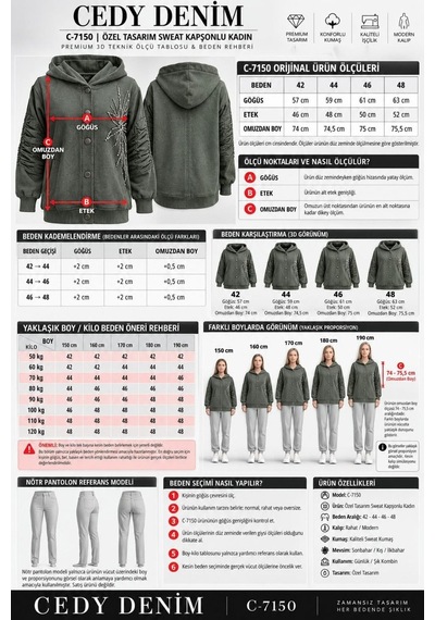Cedy Denim Cedy -özel Tasarım Kadın Taş Ve Nakış İşleme Detaylı Düğmeli Kapüşonlu Sweat Hırka C7150 Antrasit Cedy Denim Cedy -özel Tasarım Kadın Taş Ve Nakış İşleme Detaylı Düğmeli Kapüşonlu Sweat Hırka C7150 Antrasit