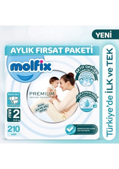 Molfix Premium Fırsat Paketi 70'li x 3 210 Adet PKT.MOLFIX.101 2 Numara