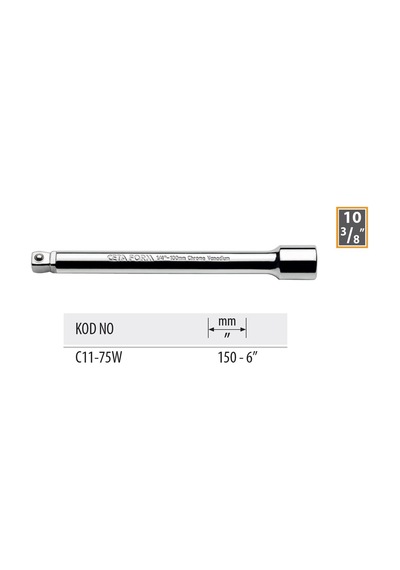 Ceta Form 150 Mm 3/8 Girişli Bombe Başlı Uzatma Kolu C11-75w