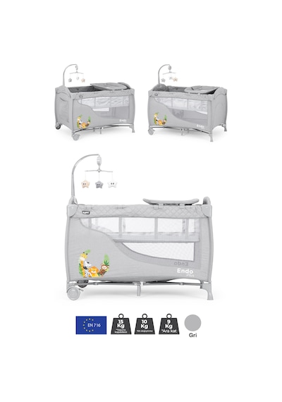 Kanz Endo Plus Park Yatak Ve Oyun Parkı Gri 70 X 110