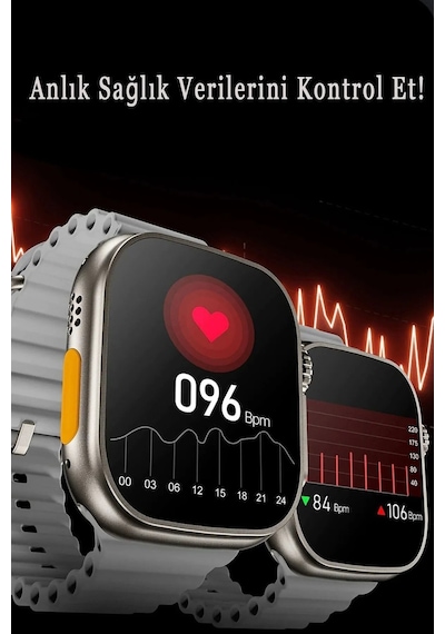 Wearfitpro Gs8+ Watch 8 Ultra 45mm Gerçek Kordon Kilitlemeli Akıllı Saat Çift Kordonlu Ocean Kordon