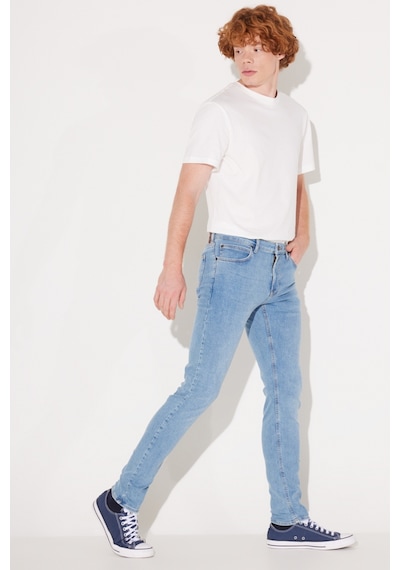 Lee Malone Skinny Fit Dar Kesim Düşük Bel Çok Dar Paça Mavi Erkek Esnek Jean Denim Kot Pantolon L736016404 Mavi
