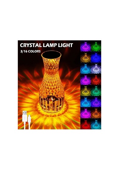 Kristal Masa Lambası Rgb Renk Değiştiren Gece Lambası 16 Renk Ve 4 Mod Dokunmatik Kontrol Belirtilmemis