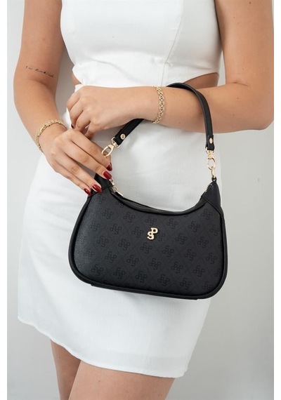 Silver Polo Sp1180 Kadın Omuz Çantası Monogram Siyah-siyah