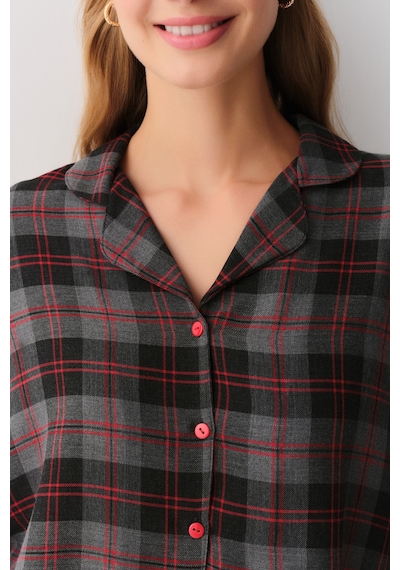 Suwen Feel Maskülen Pijama Takımı Sh26125660b1360 Gri Melanj Ekoseli