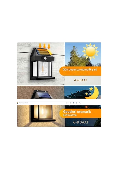 Sensörlü Kendiliğinden Yenilenebilir Güneş Enerjili Bahçe Duvar Aydınlatması Ip65su Geçirmez Lamba