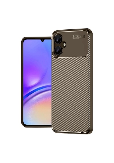 Samsung Galaxy Uyumlu , A06 Kılıf Auto Focus Karbon Kapak - Kahverengi